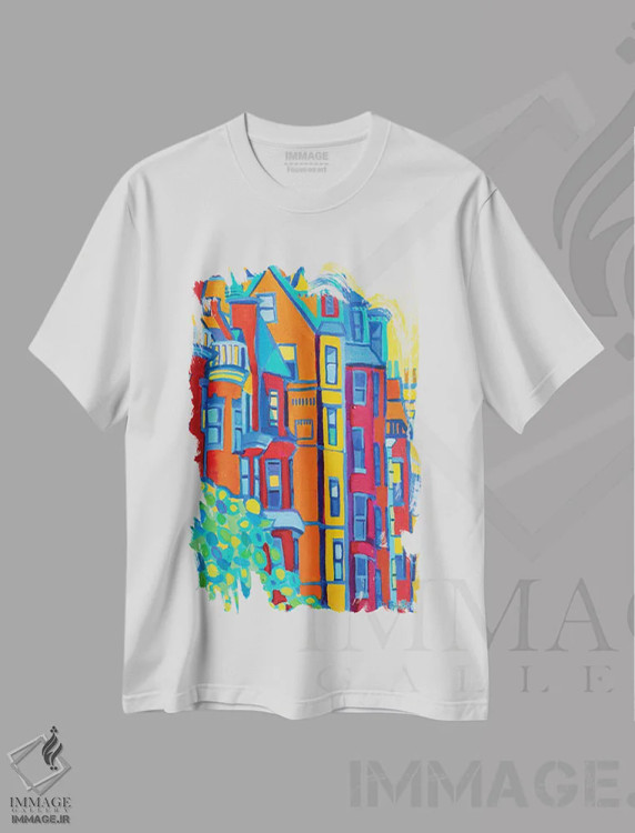 تیشرت سفید طرح دار خیابان بیکن، بک بی، بوستون، مدیوم اثر دبرا برتون رابینسون | immage.ir