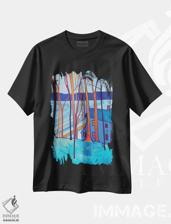 تیشرت مشکی طرح دار یخ زده بر دریاچه فریمن، دکور معاصر اثر دبرا برتون رابینسون | immage.ir