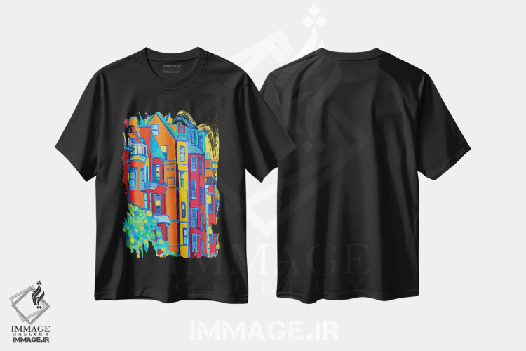 تیشرت مشکی طرح دار خیابان بیکن، بک بی، بوستون، مدیوم اثر دبرا برتون رابینسون | فروشگاه ایماژ