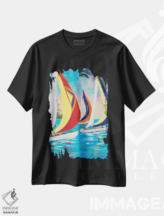 تیشرت مشکی طرح دار بادبان های عمودی صبحگاهی II، تزئینی اثر جولی دریسه | immage.ir