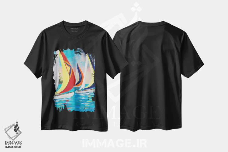 تیشرت مشکی طرح دار بادبان های عمودی صبحگاهی II، تزئینی اثر جولی دریسه | immage.ir