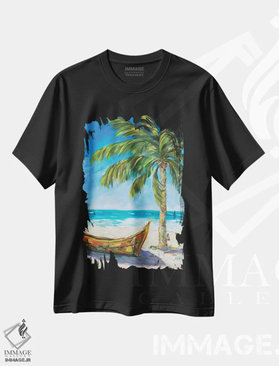 تیشرت مشکی طرح دار سفر به بهشت، تزئینی اثر جولی دریسه | immage.ir