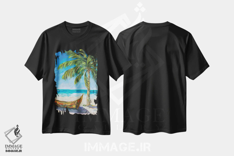 تیشرت مشکی طرح دار سفر به بهشت، تزئینی اثر جولی دریسه | immage.ir
