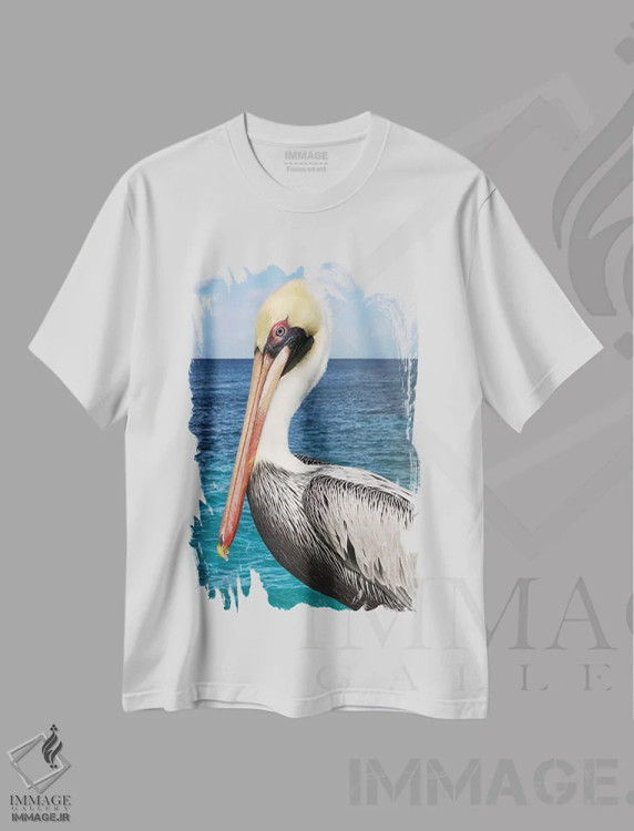 تیشرت سفید طرح دار پلیکان، تزئینی اثر جولی دریسه | immage.ir