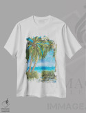 تیشرت سفید طرح دار بهشت استوایی، تزئینی اثر جولی دریسه | فروشگاه ایماژ