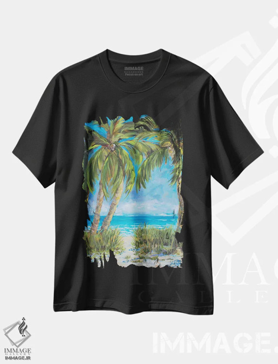 تیشرت مشکی طرح دار بهشت استوایی، تزئینی اثر جولی دریسه | immage.ir