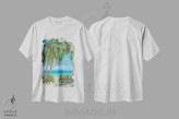 تیشرت سفید طرح دار بهشت استوایی، تزئینی اثر جولی دریسه | فروشگاه ایماژ