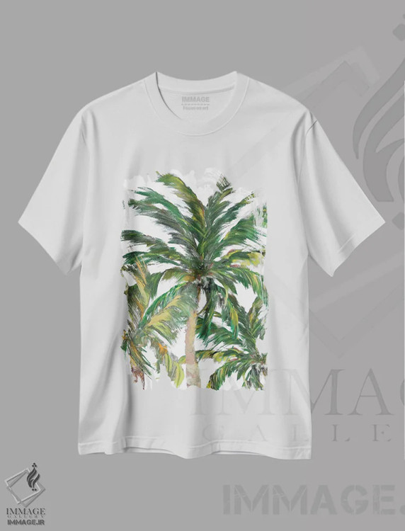 تیشرت سفید طرح دار درختان استوایی روی سفید III، تزئینی اثر جولی دریسه | immage.ir
