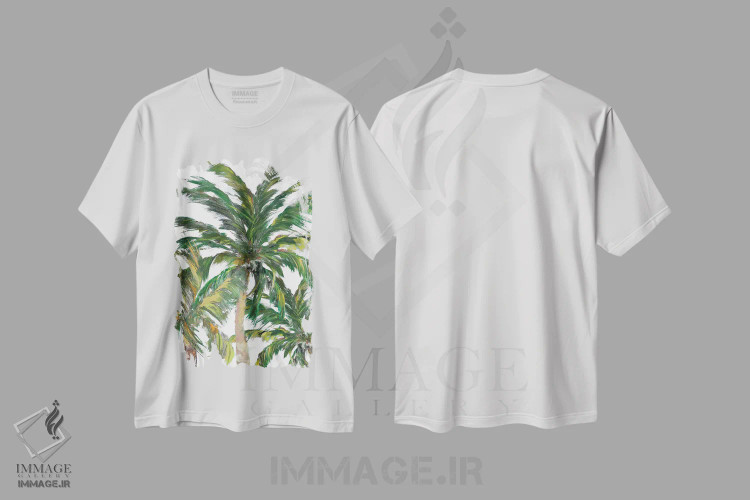 تیشرت سفید طرح دار درختان استوایی روی سفید III، تزئینی اثر جولی دریسه | immage.ir