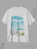 تیشرت سفید طرح دار روز ابری در بهشت II، دکور ساحلی اثر جولی دریسه | immage.ir