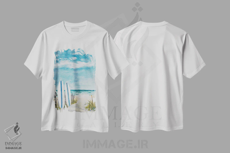تیشرت سفید طرح دار روز ابری در بهشت II، دکور ساحلی اثر جولی دریسه | immage.ir