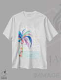 تیشرت سفید طرح دار نخل فانتزی روی نقطه ها II، دکور ساحلی اثر جولی دریسه | immage.ir