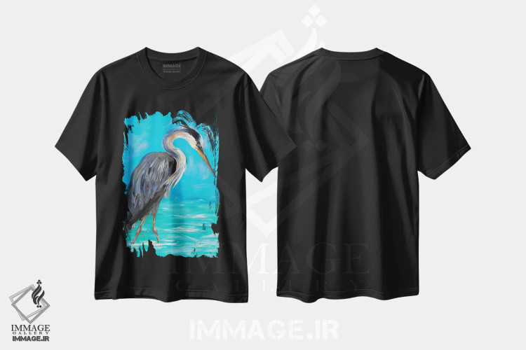 تیشرت مشکی طرح دار پرنده ساحلی I، دکور ساحلی اثر جولی دریسه | فروشگاه ایماژ