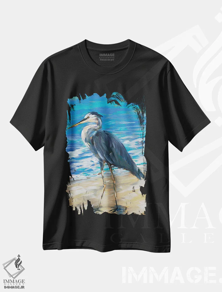 تیشرت مشکی طرح دار پرنده ساحلی II، دکور ساحلی اثر جولی دریسه | immage.ir