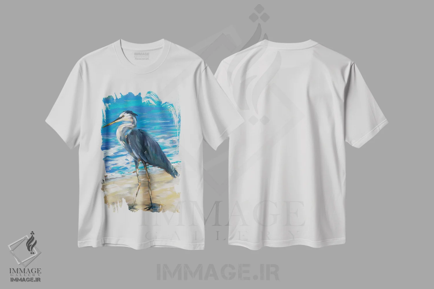 تیشرت سفید طرح دار پرنده ساحلی II، دکور ساحلی اثر جولی دریسه | فروشگاه ایماژ