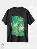 تیشرت مشکی طرح دار نخل های سبز روی زمینه صورتی I، دکور بوهمی اثر جولی دریسه | فروشگاه ایماژ