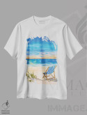 تیشرت سفید طرح دار تابستان تن آسا II، دکور ساحلی اثر جولی دریسه | immage.ir