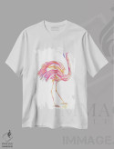تیشرت سفید طرح دار فلامینگوی پرانرژی II، دکور ساحلی اثر جولی دریسه | فروشگاه ایماژ