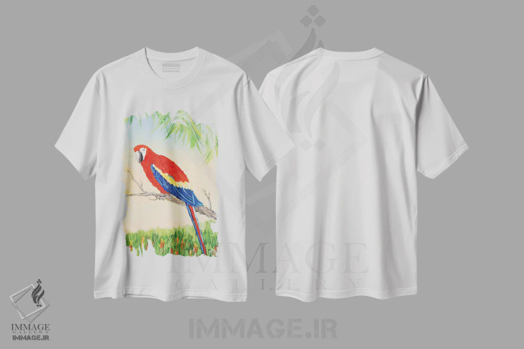 تیشرت سفید طرح دار پرنده گرمسیری در بهشت I، دکور ساحلی اثر جولی دریسه | immage.ir
