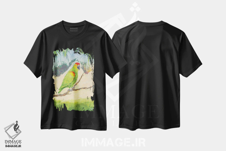 تیشرت مشکی طرح دار پرنده گرمسیری در بهشت II، دکور ساحلی اثر جولی دریسه | immage.ir