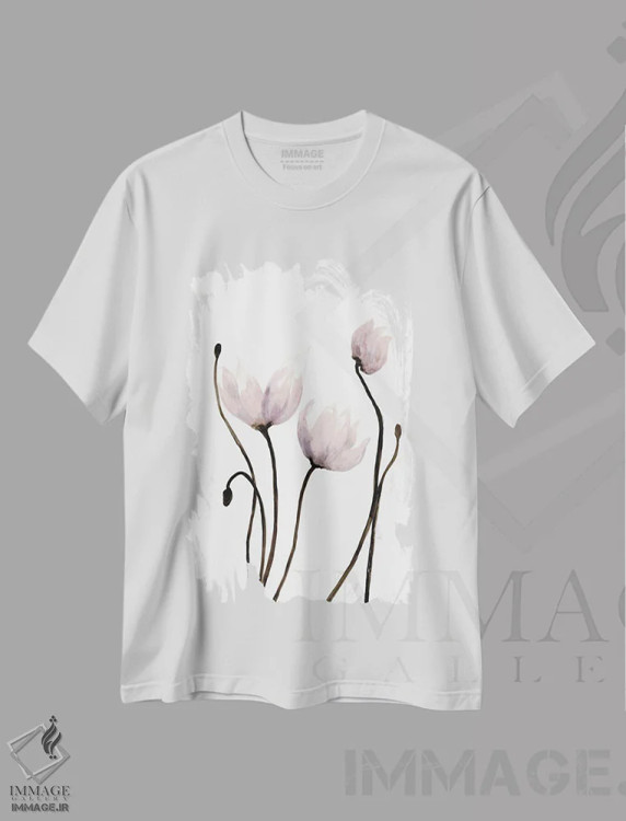 تیشرت سفید طرح دار رشد تازه ۲، دکور معاصر اثر دوریس شَرِست | فروشگاه ایماژ