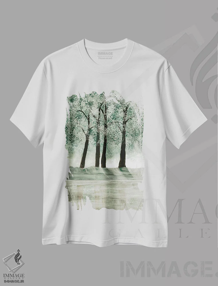 تیشرت سفید طرح دار جنگل سبز ۲، دکور معاصر اثر دوریس شَرِست | immage.ir