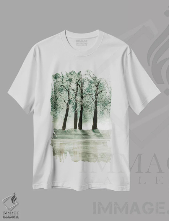 تیشرت سفید طرح دار جنگل سبز ۲، دکور معاصر اثر دوریس شَرِست | immage.ir