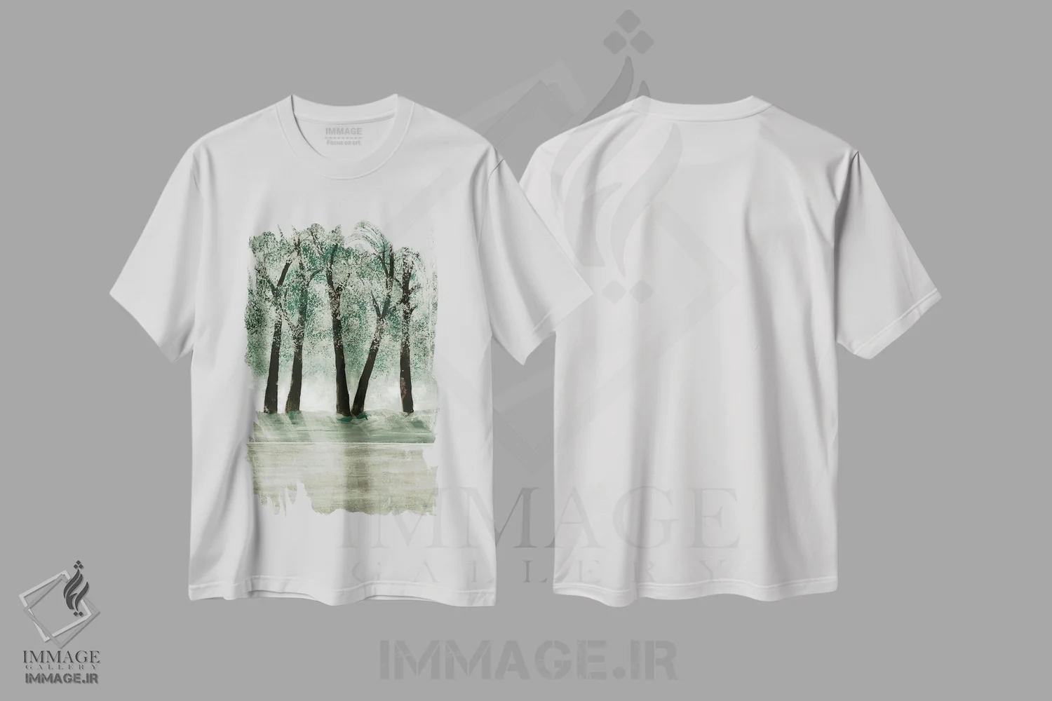 تیشرت سفید طرح دار جنگل سبز ۳، دکور معاصر اثر دوریس شَرِست | فروشگاه ایماژ
