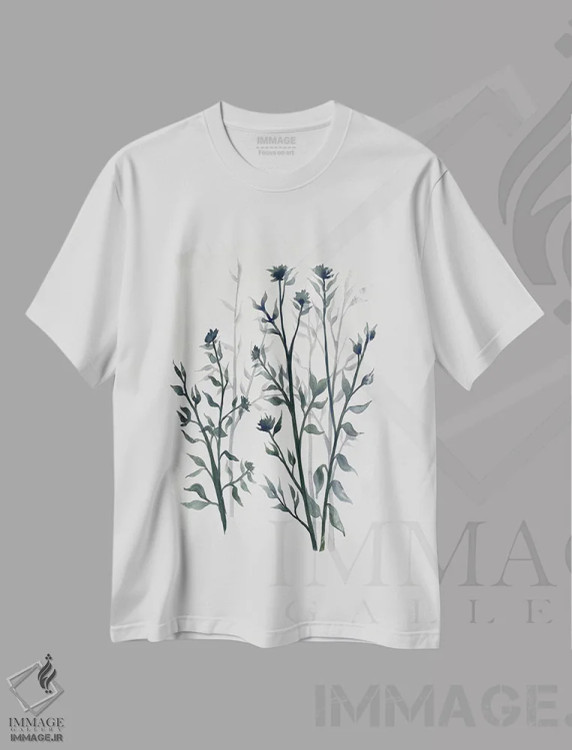 تیشرت سفید طرح دار الهام گیاهی ۲، تزئینی اثر دوریس شَرِست | فروشگاه ایماژ