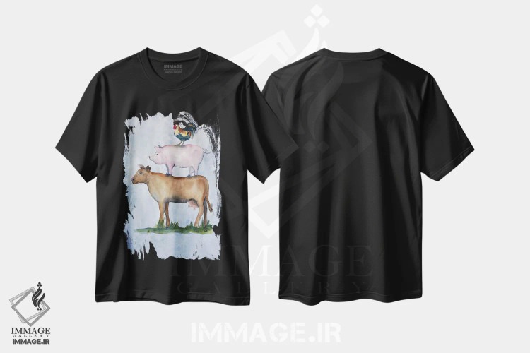 تیشرت مشکی طرح دار سه گانهٔ زمین کشاورزی ۲، دکور روستایی اثر دوریس شَرِست | immage.ir