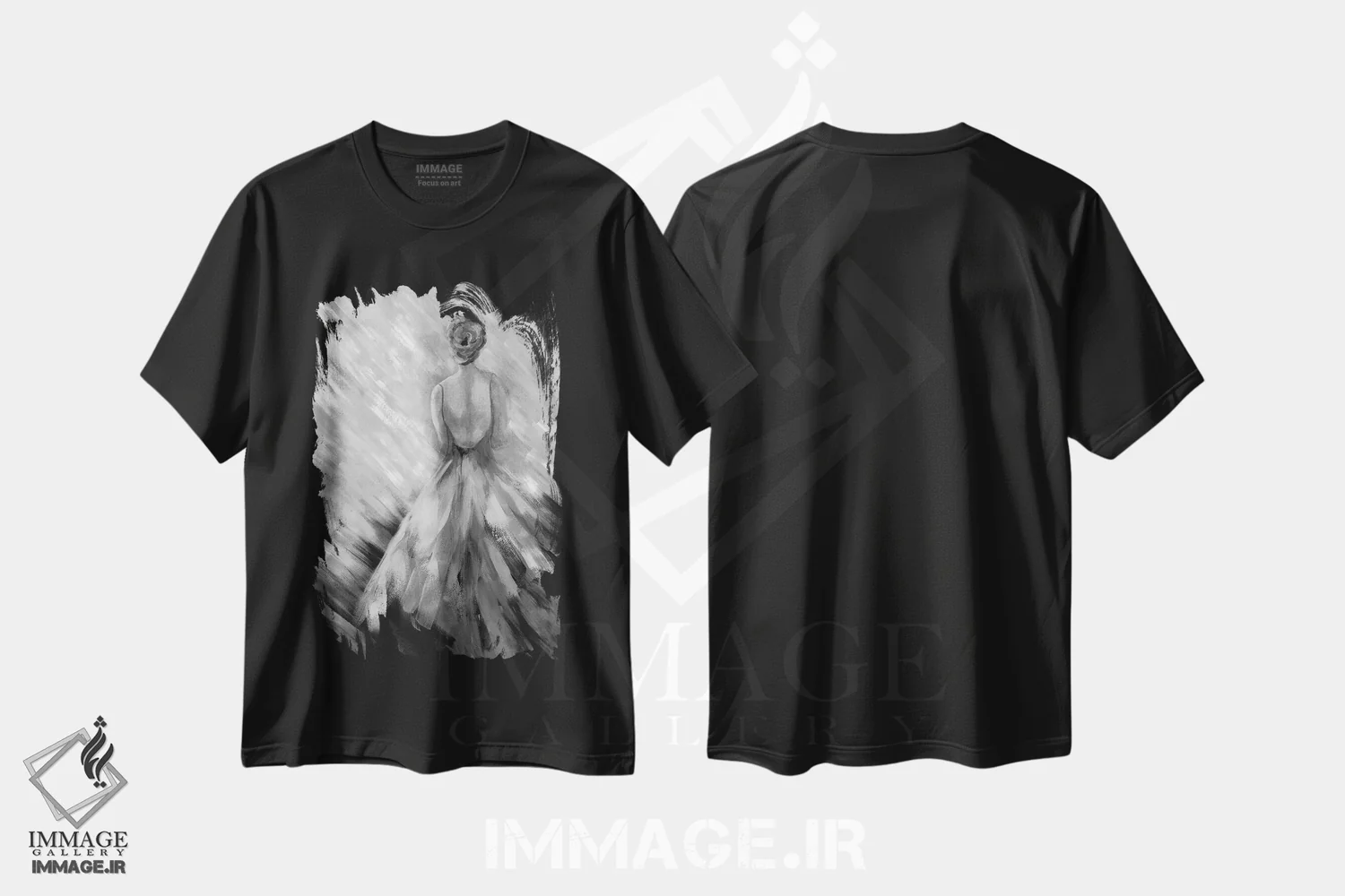 تیشرت مشکی طرح دار ملکه رقص ۳، هنر تزئینی سیاه و سفید اثر دوریس شَرِست | فروشگاه ایماژ