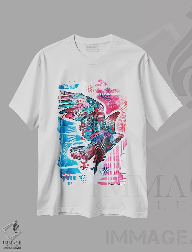 تیشرت سفید طرح دار عقاب سرسفید آمریکایی، دکور آمریکایی اثر دین روسو | فروشگاه ایماژ