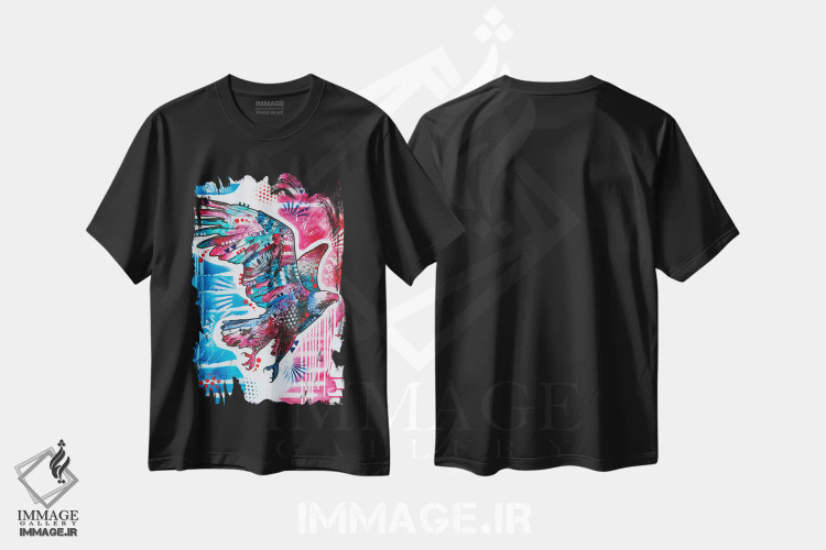 تیشرت مشکی طرح دار عقاب سرسفید آمریکایی، دکور آمریکایی اثر دین روسو | immage.ir