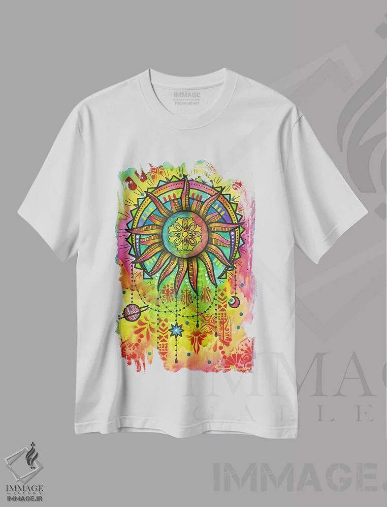 تیشرت سفید طرح دار تعادل کیهانی ۱، دکور معاصر اثر دین روسو | immage.ir