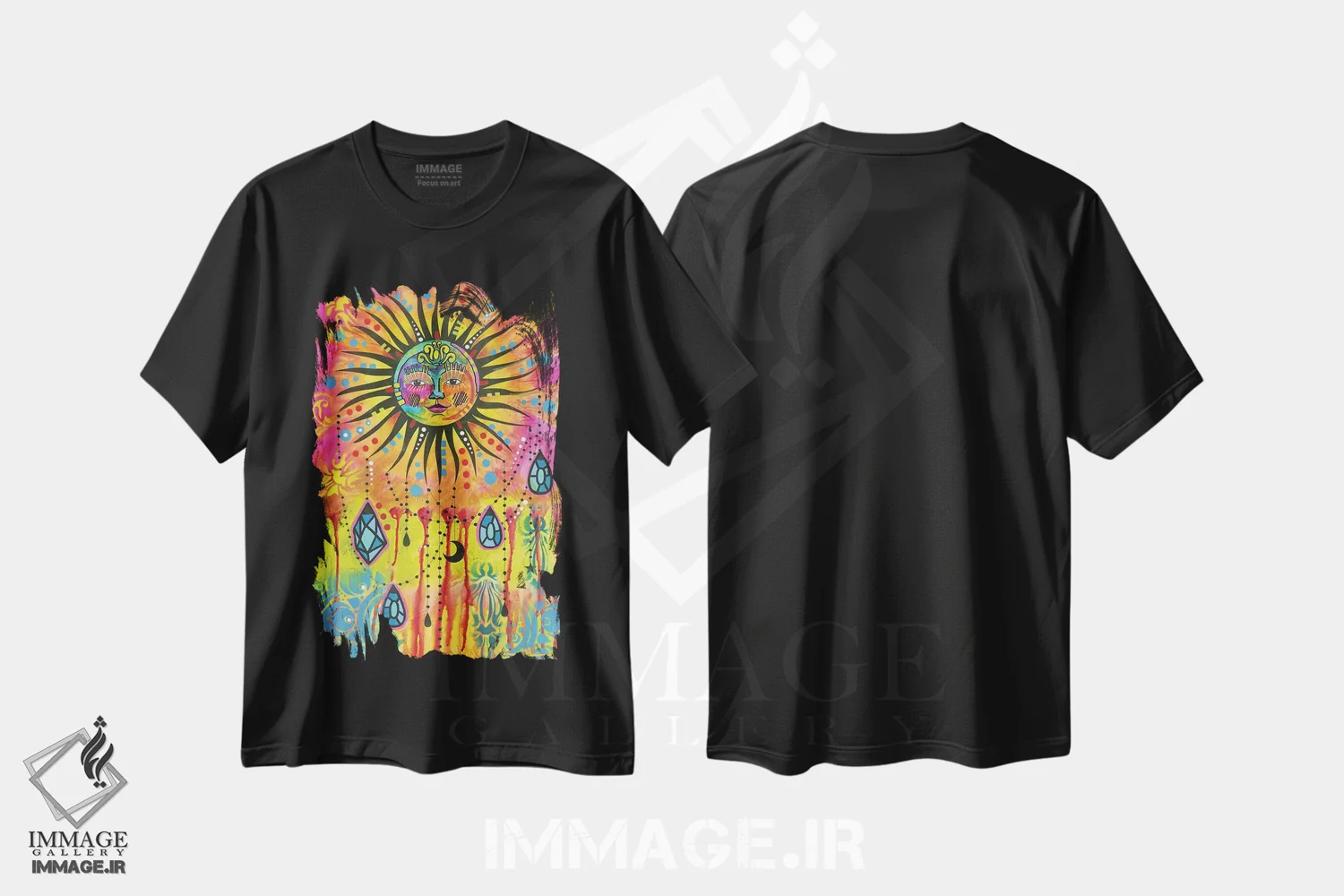 تیشرت مشکی طرح دار تعادل کیهانی ۳، دکور معاصر اثر دین روسو | فروشگاه ایماژ