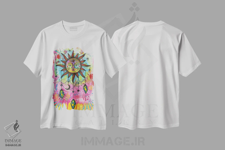 تیشرت سفید طرح دار تعادل کیهانی ۴، دکور معاصر اثر دین روسو | فروشگاه ایماژ