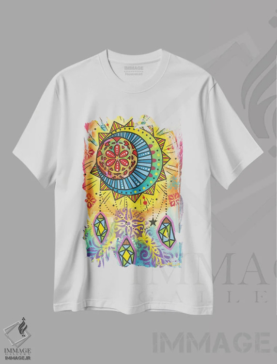 تیشرت سفید طرح دار تعادل کیهانی ۶، دکور معاصر اثر دین روسو | فروشگاه ایماژ