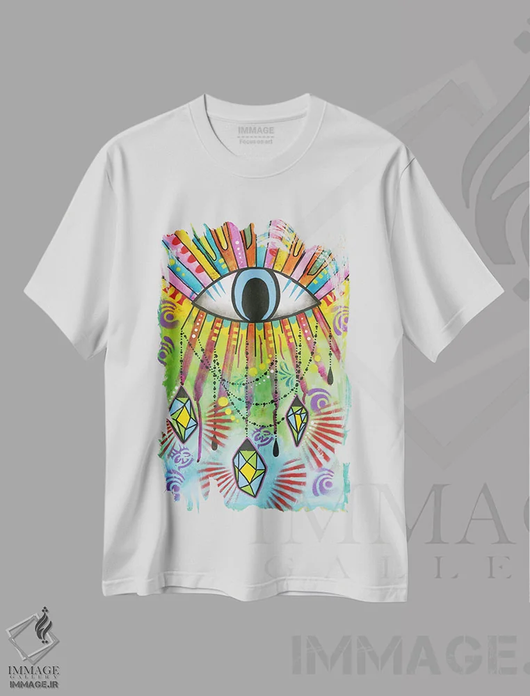 تیشرت سفید طرح دار تعادل کیهانی ۷، دکور معاصر اثر دین روسو | immage.ir