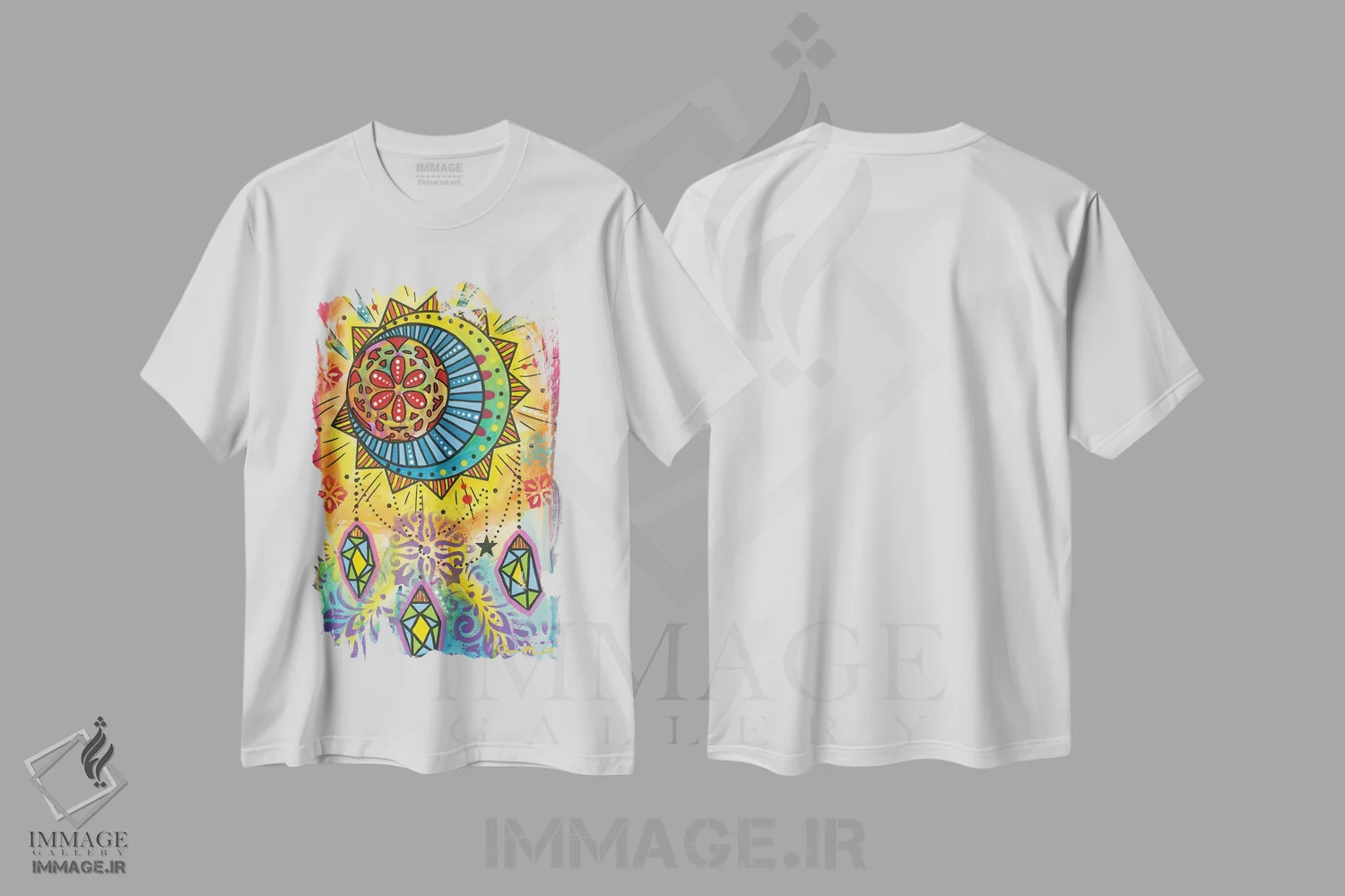 تیشرت سفید طرح دار تعادل کیهانی ۶، دکور معاصر اثر دین روسو | فروشگاه ایماژ