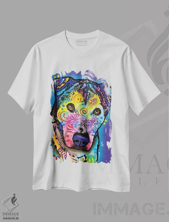 تیشرت سفید طرح دار ایستادن، دکور معاصر اثر دین روسو | فروشگاه ایماژ