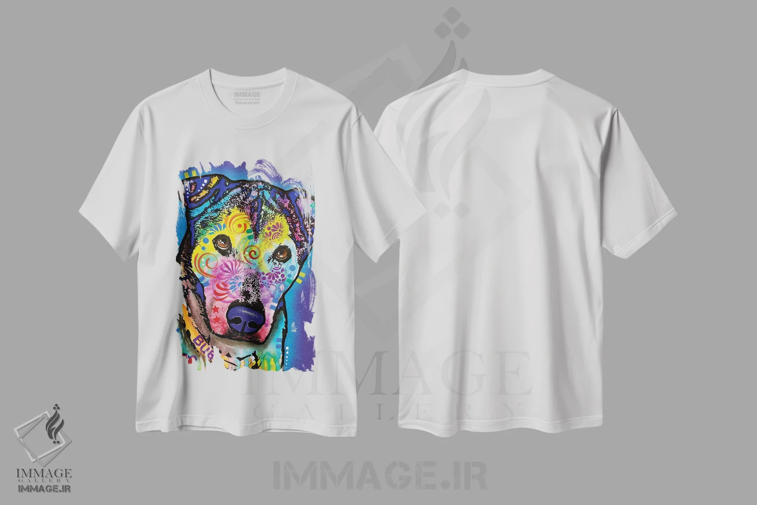 تیشرت سفید طرح دار ایستادن، دکور معاصر اثر دین روسو | فروشگاه ایماژ