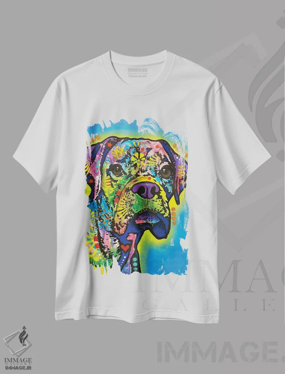 تیشرت سفید طرح دار ما خوش می گذرانیم، دکور معاصر اثر دین روسو | فروشگاه ایماژ