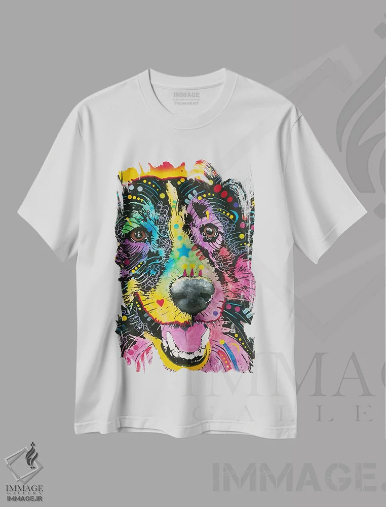 تیشرت سفید طرح دار کولی خندان، مدیوم اثر دین روسو | immage.ir