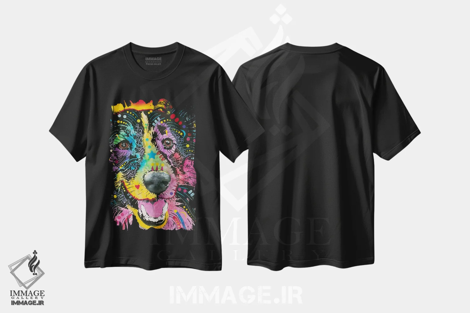 تیشرت مشکی طرح دار کولی خندان، مدیوم اثر دین روسو | فروشگاه ایماژ