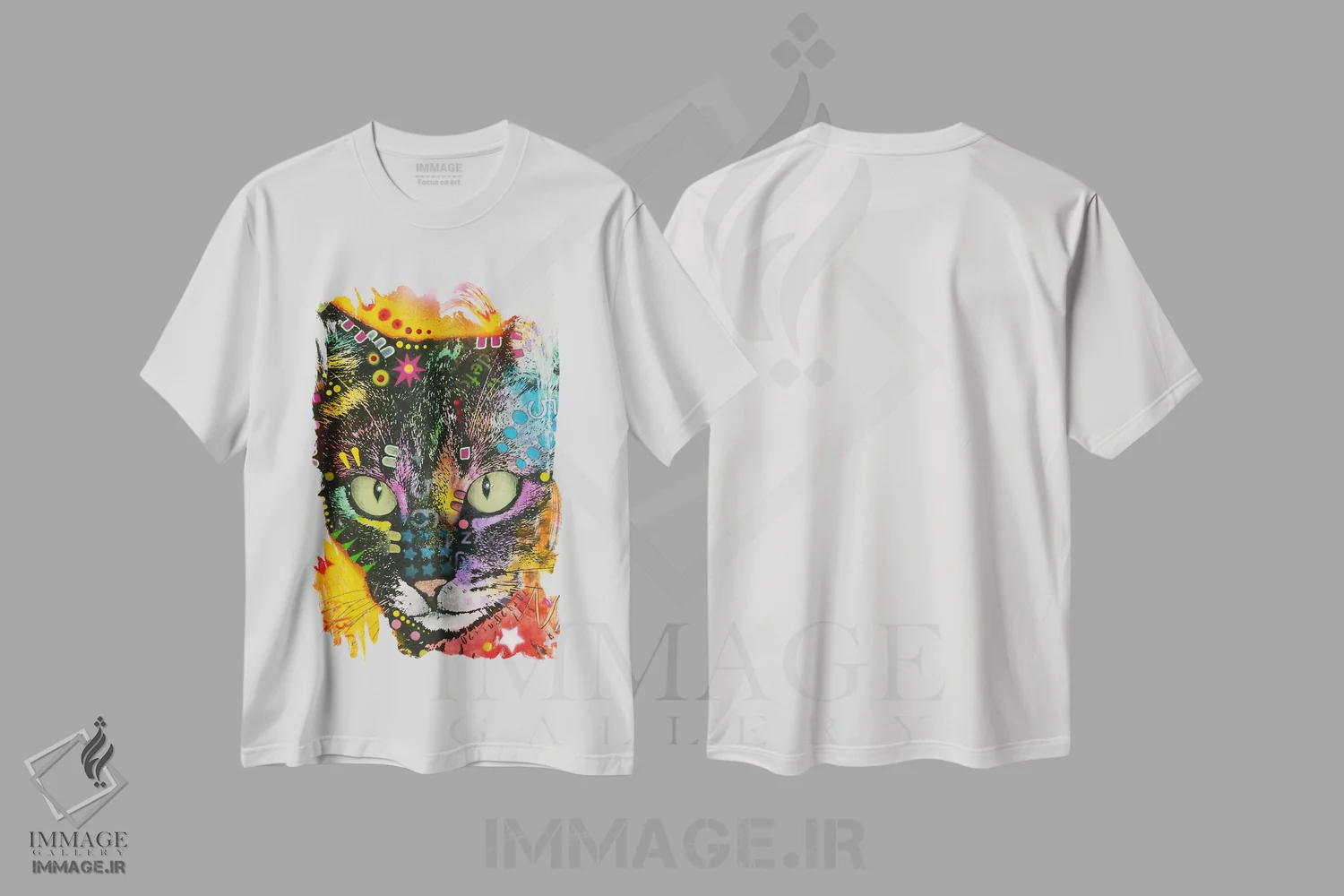 تیشرت سفید طرح دار قصد، مدیوم اثر دین روسو | immage.ir
