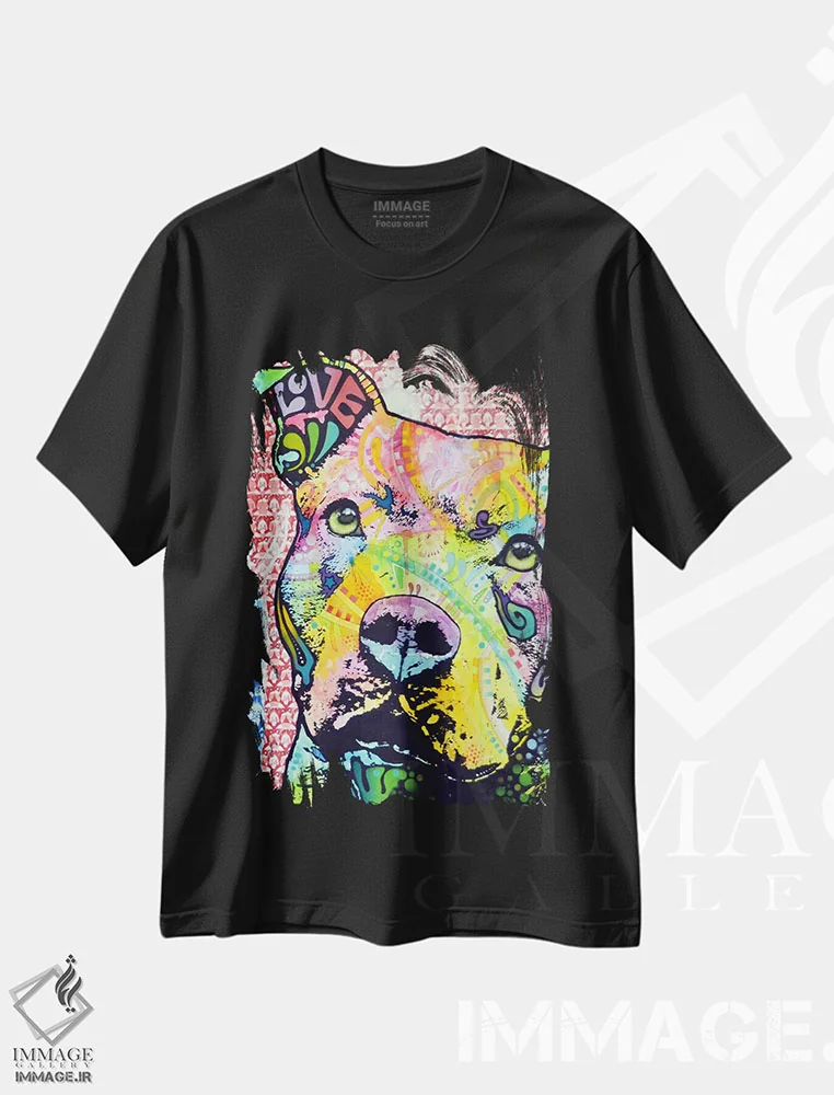 تیشرت مشکی طرح دار پیت بول متفکر امسال، مدیوم اثر دین روسو | فروشگاه ایماژ