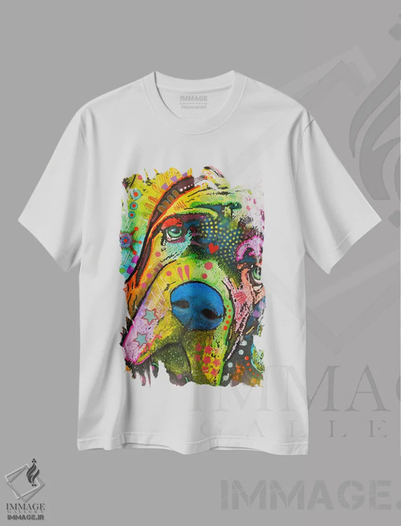 تیشرت سفید طرح دار ماستیف، مدیوم اثر دین روسو | immage.ir