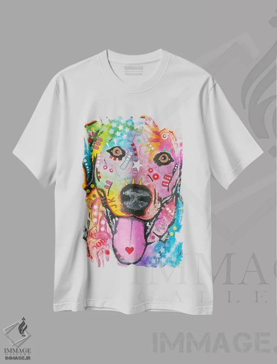 تیشرت سفید طرح دار شادی دوست داشتنی، مدیوم اثر دین روسو | فروشگاه ایماژ