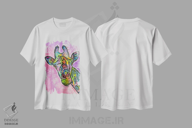 تیشرت سفید طرح دار زرافه، مدیوم اثر دین روسو | فروشگاه ایماژ