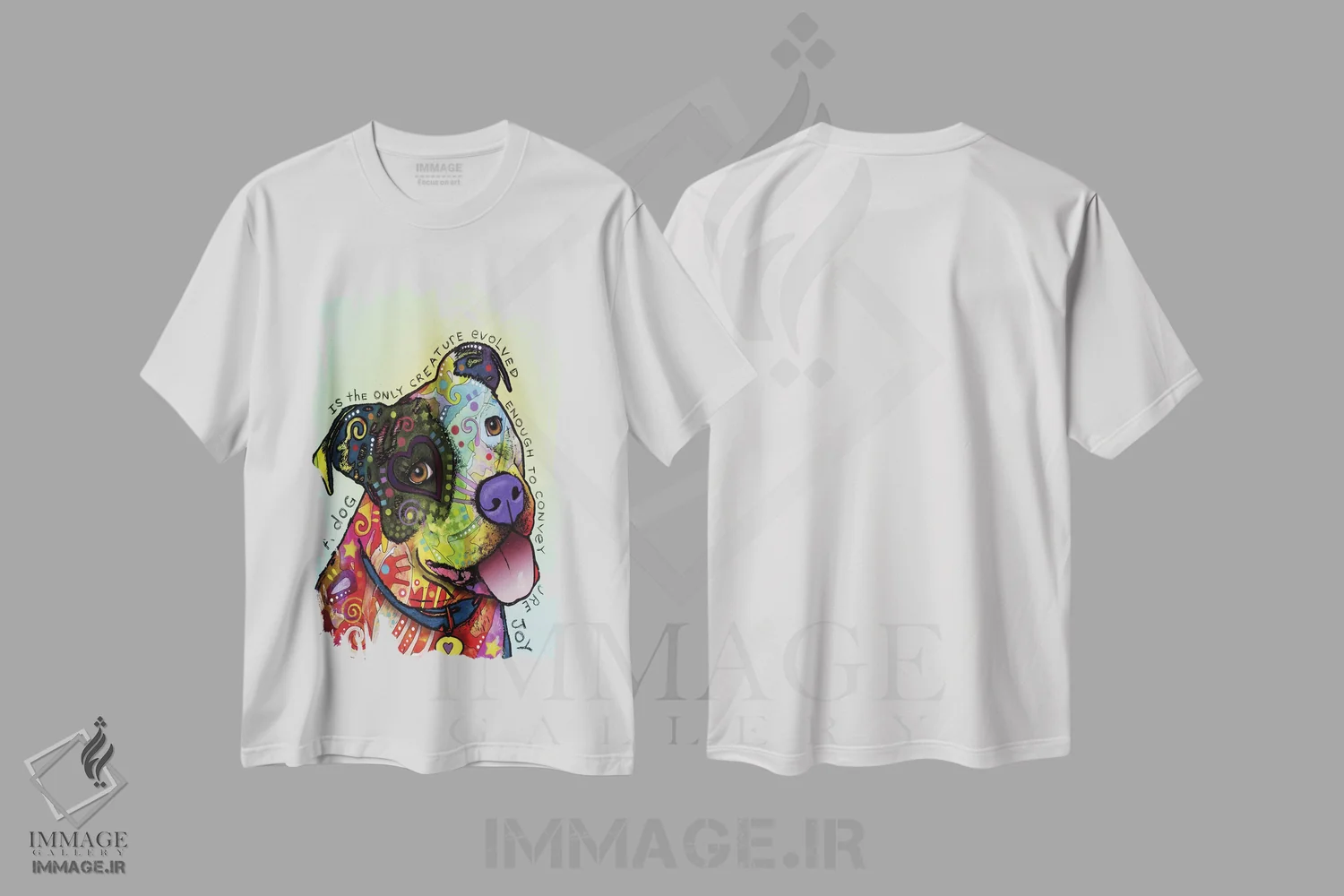 تیشرت سفید طرح دار شادی ناب، مدیوم اثر دین روسو | فروشگاه ایماژ